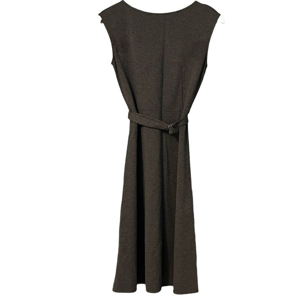 Uniqlo Knit Charcoal Grey Belted Midi Sleeveless Dress